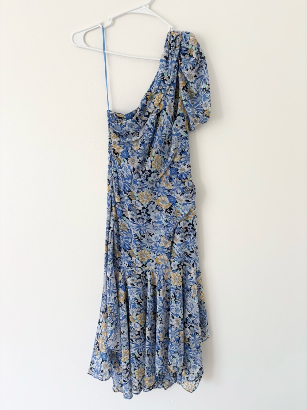 ASTR The Label Blue Floral Santorini One Puff Sleeve Shoulder Midi Dress Size XS - Picture 5 of 14